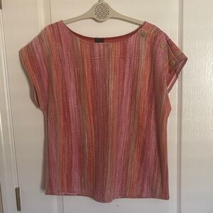 W5 Anthropologie Striped Boxy Knit Style Blouse in Pink and Orange